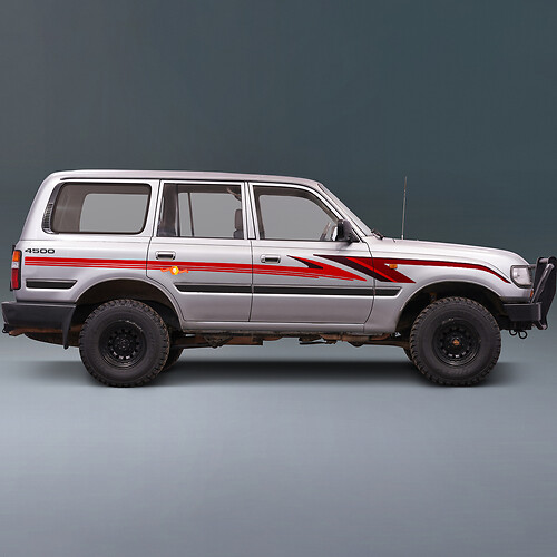Retro Zijgraphics Decals Stickers voor 1995 Toyota Land Cruiser LC80 Serie
