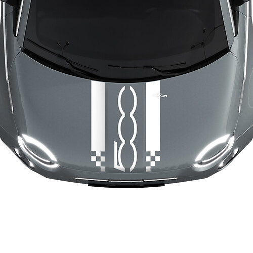 500 Motorkap Dubbele Race Geruite Streep Sticker Grafische voor Fiat 500
