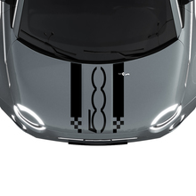 500 Motorkap Dubbele Race Geruite Streep Sticker Grafische voor Fiat 500
 2