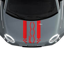 500 Motorkap Dubbele Race Geruite Streep Sticker Grafische voor Fiat 500
 3