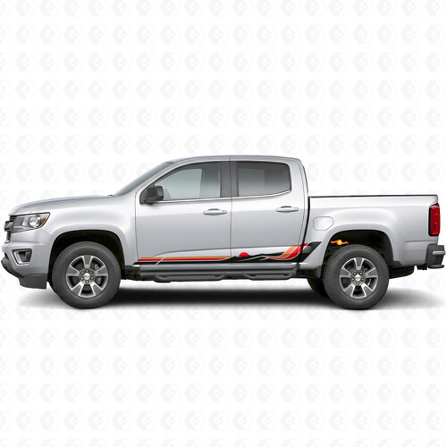 Retro Mountain Wave Deur- & Rokkervinyl Strepen voor Chevrolet Colorado 2e generatie 2015-2022
