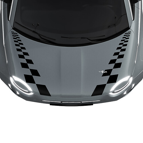 500 Dubbele Geruite Motorkap Streep Decal Sticker Grafische voor Fiat 500
