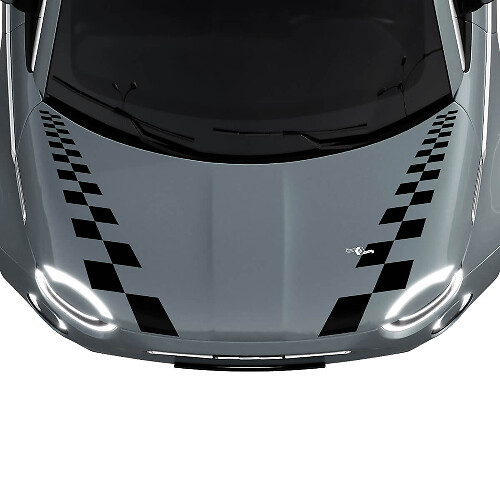 500 Dubbele Geruite Motorkap Streep Decal Sticker Graphics voor Fiat 500
 1