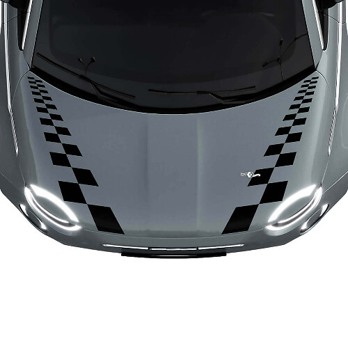 500 Dubbele Geruite Motorkap Streep Decal Sticker Graphics voor Fiat 500
