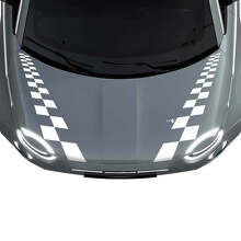 500 Dubbele Geruite Motorkap Streep Decal Sticker Graphics voor Fiat 500
 2