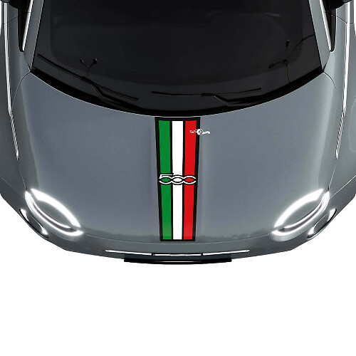 500 Tri Stripes Vlag Motorkap Streep Sticker Grafische voor Fiat 500
