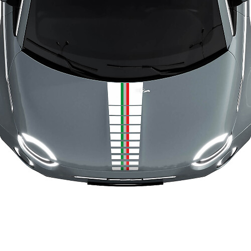 Driekleurige vlag motorkapstreep sticker graphics voor Fiat 500
 1