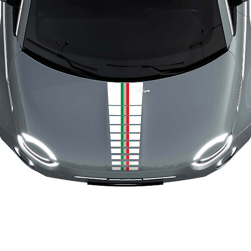 Driekleurige vlag motorkapstreep sticker graphics voor Fiat 500
