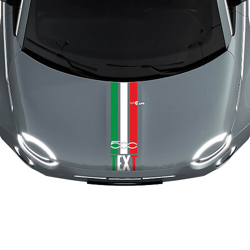 Aangepaste Tekst Drie Strepen Italie Vlag Motorkap Streep Decal Sticker Graphics voor Fiat 500
