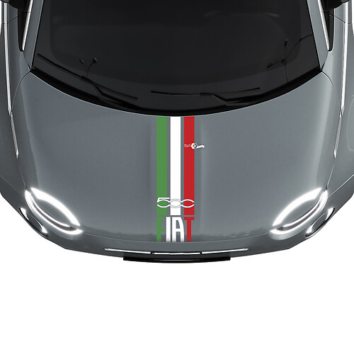 Tri Stripes Italy Vlag Hood Stripe Decal Sticker Graphics voor Fiat 500
 1