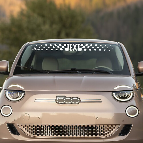 Aangepaste tekst voorruit geruite strip sticker graphics voor Fiat 500