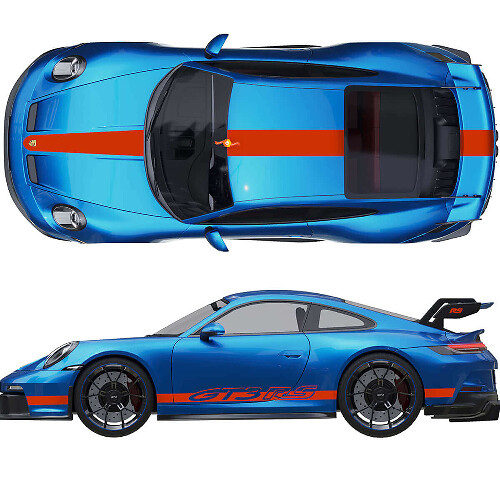 Stickerset Motorkap Dak Achterspoiler Strepen 2 voor Porsche 991 GT3 RS