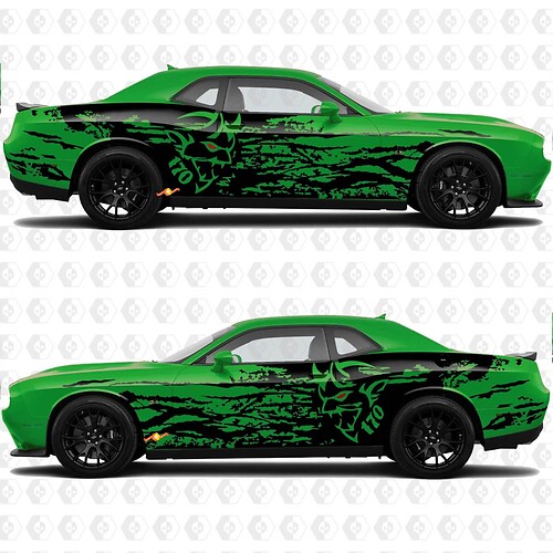 Demon 170 Splash Grunge Side Kit HellCat Vinyl Decal Graphic voor Dodge Challenger Of Charger
