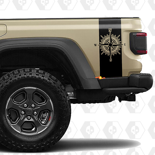 Set Achterzijde Bed Zijde Kompas 4x4 Off-Road Race Strepen Kit voor Jeep Gladiator
