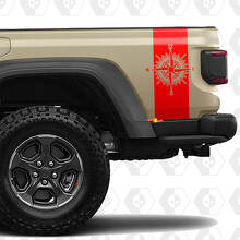 Set Achterzijde Bed Zijde Kompas 4x4 Off-Road Race Strepen Kit voor Jeep Gladiator
 2