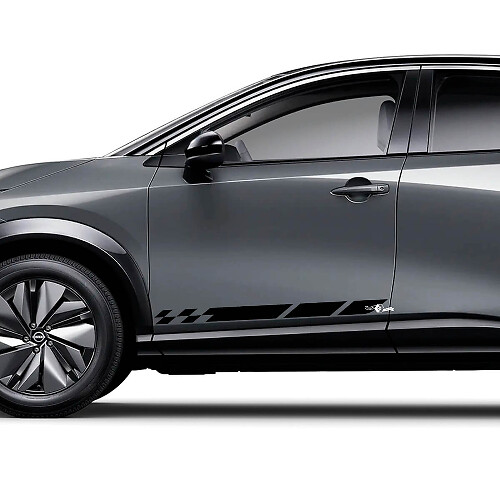 Zijkanten Universele Geruite Strepen Racing Graphics Decal Set voor Nissan ARIYA
