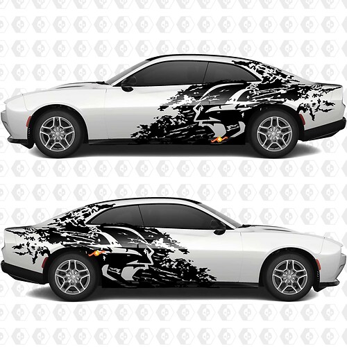 Banshee Splash Grunge Stripes Kit Vinyl Decal Graphic voor Dodge Charger Daytona Banshee
