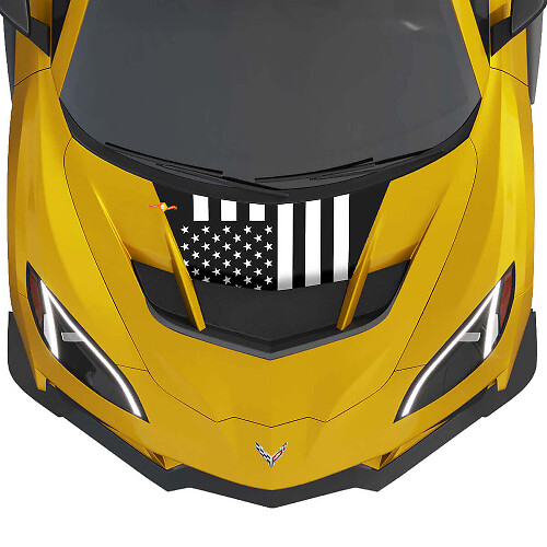 Vinylsticker Amerikaanse Vlag voor motorkap Chevrolet Corvette ZR1_1