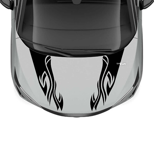 Motorkap Dual Flame Tribal Streep Racing Graphics Decal voor Nissan ARIYA

