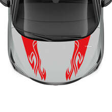 Motorkap Dual Flame Tribal Streep Racing Graphics Decal voor Nissan ARIYA
 3
