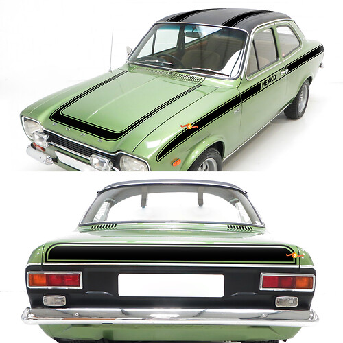 Vintage Strepen volledige set van zij-, motorkap- en achterstrepen voor Ford Escort 1970 Mexico
 1