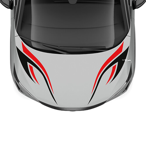 Motorkap met dubbele kleuren Tribal Stripe-racegraphics sticker voor Nissan ARIYA
 1