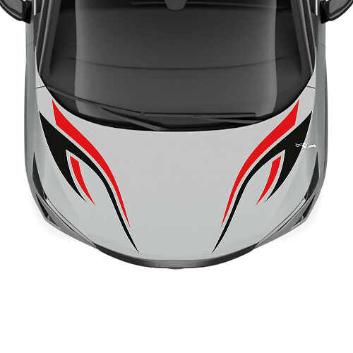 Motorkap met dubbele kleuren Tribal Stripe-racegraphics sticker voor Nissan ARIYA
