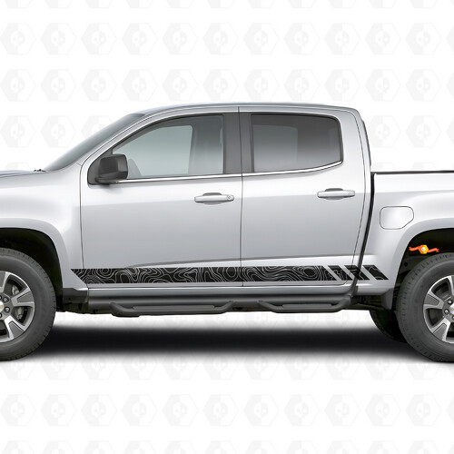 Topografische Band Deur- & Rocker Panel Vinyl Strepen voor Chevrolet Colorado 2e Gen 2015-2022