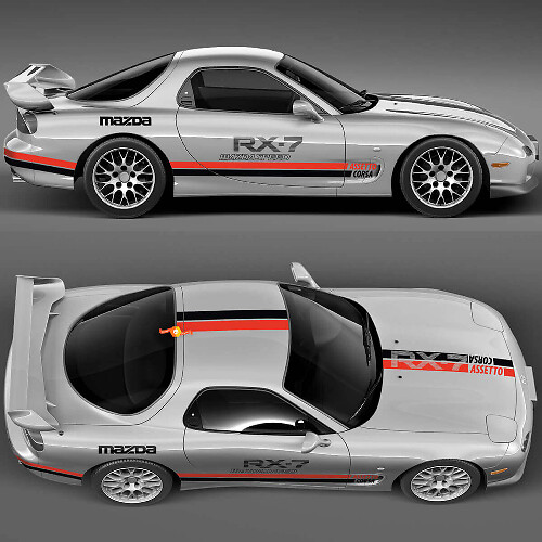 Volledige Kit Zijmotorkap Streep Decal Sticker - Aangepaste Vinyl Sticker voor Mazda RX-7 Sport
