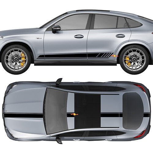 AMG Edition 1 Pakket Zij- & Motorkap Dak Kofferbak Strepen Decals Set Vinyl Graphics Stickers voor Mercedes GLC63
