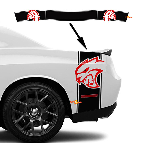 Zij- en achterband Rode HELLCAT Decal Sticker graphics voor Dodge Challenger

