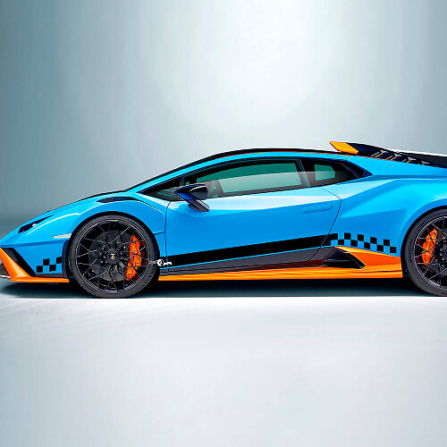 Ruitjesvlag Strepen Side Vinyl Decal Sticker Graphics 2 voor Lamborghini STO 1