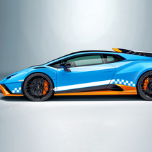 Geruite Streep Vlag Zijkant Vinyl Sticker Grafische Decal voor Lamborghini STO
 2