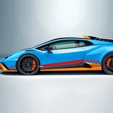 Geruite Streep Vlag Zijkant Vinyl Sticker Grafische Decal voor Lamborghini STO
 3