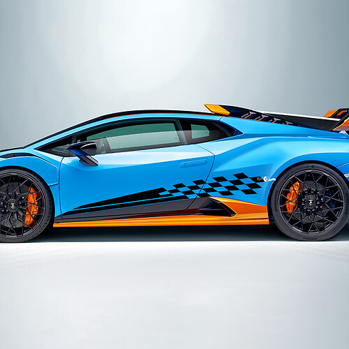 Geruite Streep Vlag Zijvinyl Sticker Grafische voor Lamborghini STO 2
