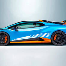 Geruite Streep Vlag Zij Vinyl Decal Sticker Grafieken 3 voor Lamborghini STO 2