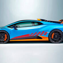 Geruite Streep Vlag Zij Vinyl Decal Sticker Grafieken 3 voor Lamborghini STO 3