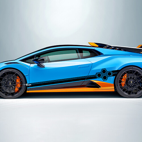 Zeshoek Strepen Zijkant Vinyl Sticker Grafische Decal voor Lamborghini STO
