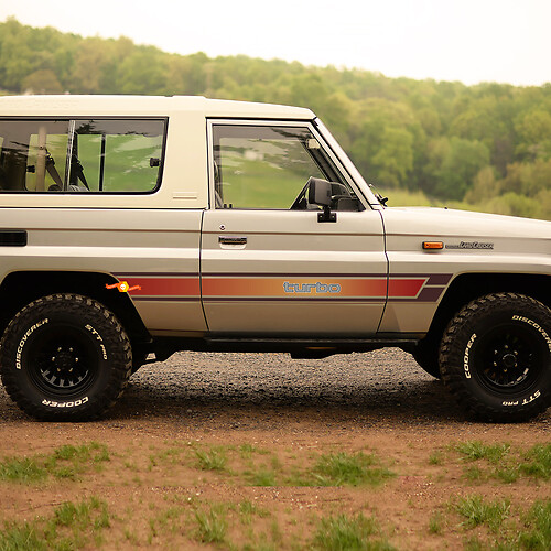 Zij Retro Vintage Rocker Panel Strepen Decal Graphics voor 1989 Toyota Land Cruiser
