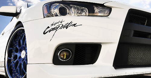 2x The Spirit Of Competition Racing Sport WD 4x4 Auto Mitsubishi Lancer Evo V VI VII VIII IX X Vinyl Sticker Decal