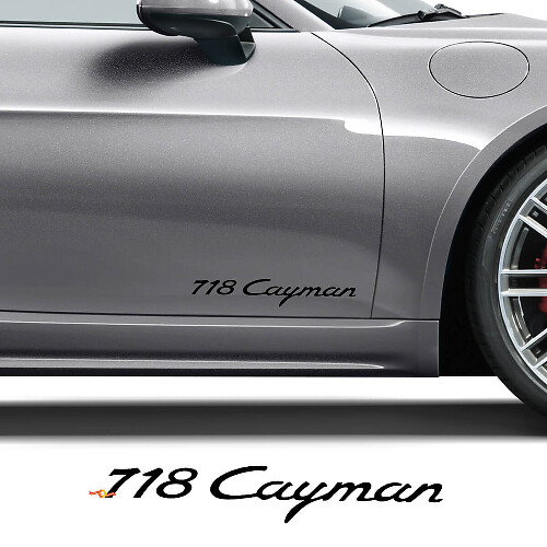 Merklettering Zijdeuren Vinyl Decal Set voor Porsche 718 Cayman