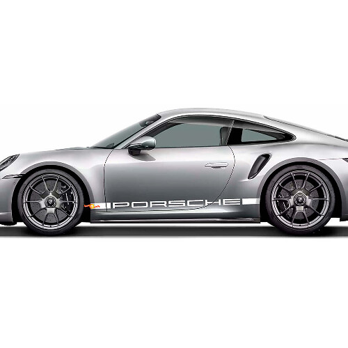 Porsche-stijl dorpelstrook vinyl decal kit voor Porsche 911 Turbo S 992.2_1