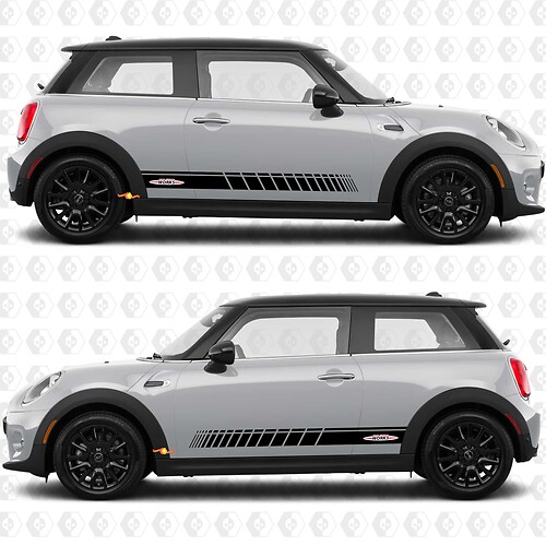 Zijstrepen graphics sticker John Cooper Works voor Mini Cooper S
 1