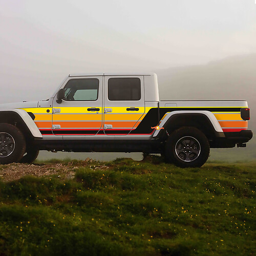 Zij Retro Vintage Strepen Sticker Grafisch Vinyl voor Jeep Gladiator

