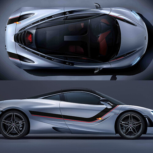 McLaren 720 570 765 Volledige carrosserie Hood Stripe Graphics Vinyl Sticker
 1