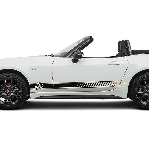 Racing zijkstrepen vinyl decalset voor Fiat 124 Spider Abarth
