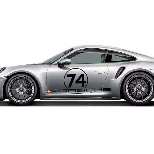 Zijstrepen Kit grafische sticker voor Porsche 911 Turbo S 992.2 ter ere van 50 jaar Porsche.

