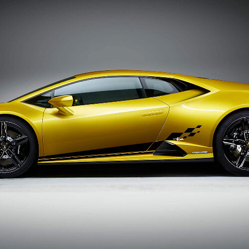 Zijdelingse geruite race vinyl sticker graphics voor Lamborghini Huracan Evo
