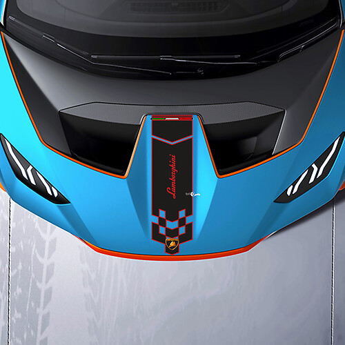 Motorkap Centrale Geruite streep Racing Vinyl Sticker Grafische voor Lamborghini STO

