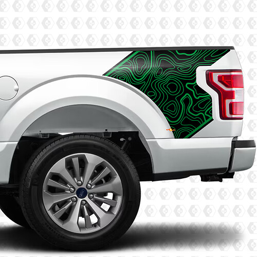 Paar Topografische Kaart Zijkant Bed Graphics Decal Sticker voor Ford F150 Raptor